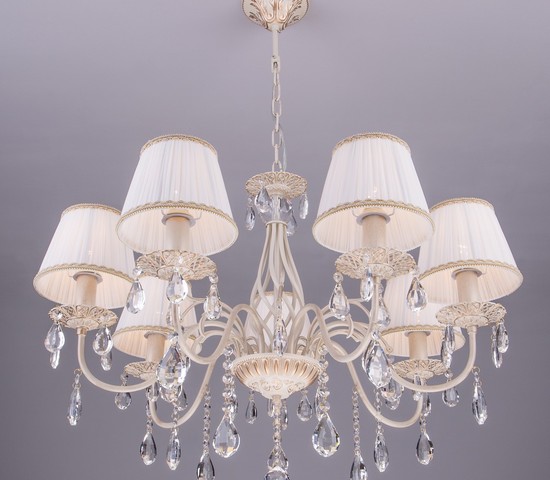 Люстра 3637/7 белый с золотом/прозрачный хрусталь Strotskis