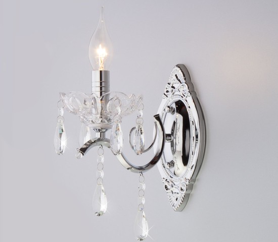Настенный светильник 3188/1 хром/прозрачный хрусталь Strotskis