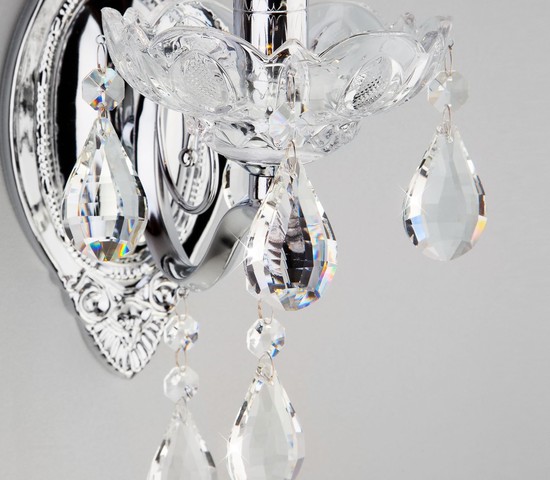 Настенный светильник 3188/1 хром/прозрачный хрусталь Strotskis