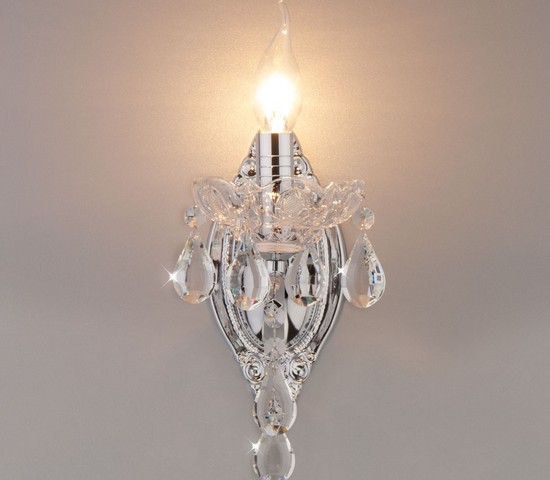 Настенный светильник 3188/1 хром/прозрачный хрусталь Strotskis