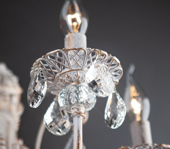 Настенный светильник 3305/3  белый с золотом/прозрачный хрусталь Strotskis