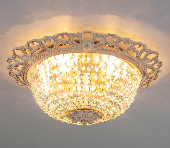 Люстра 3298/5 белый с золотом/прозрачный хрусталь Strotskis