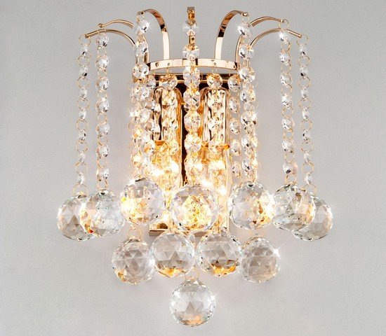 Настенный светильник 3299/2 золото/прозрачный хрусталь Strotskis