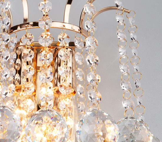Настенный светильник 3299/2 золото/прозрачный хрусталь Strotskis