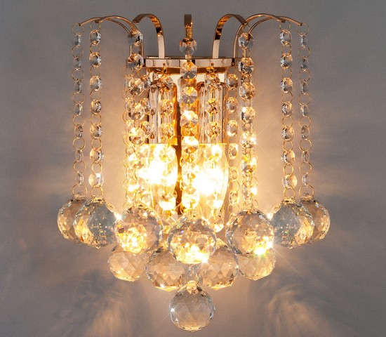 Настенный светильник 3299/2 золото/прозрачный хрусталь Strotskis