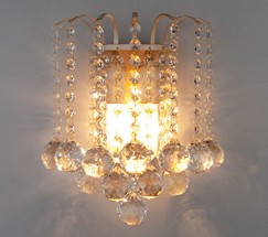 Настенный светильник 3299/2 белый с золотом/прозрачный хрусталь Strotskis