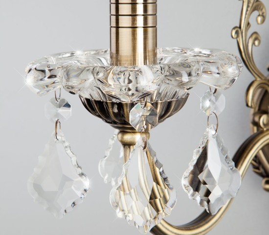 Настенный светильник 3281/1 античная бронза/прозрачный хрусталь Strotskis