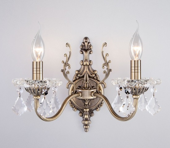 Настенный светильник 3281/2 античная бронза/прозрачный хрусталь Strotskis