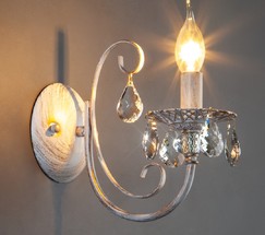 Настенный светильник 3305/1 белый с золотом/прозрачный хрусталь Strotskis