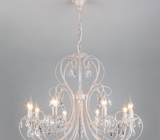 Люстра 3305/8 белый с золотом/прозрачный хрусталь Strotskis