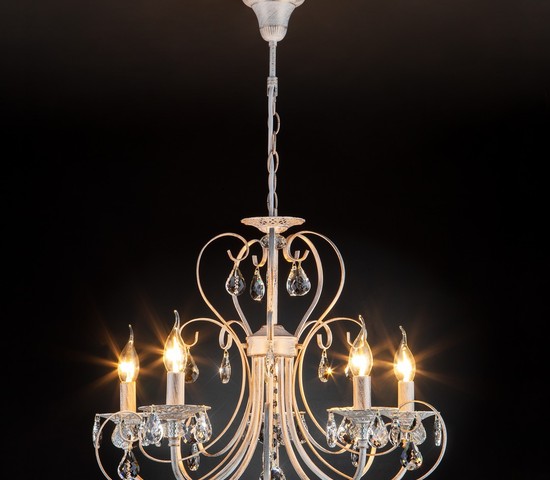 Люстра 3305/5 белый с золотом/прозрачный хрусталь Strotskis