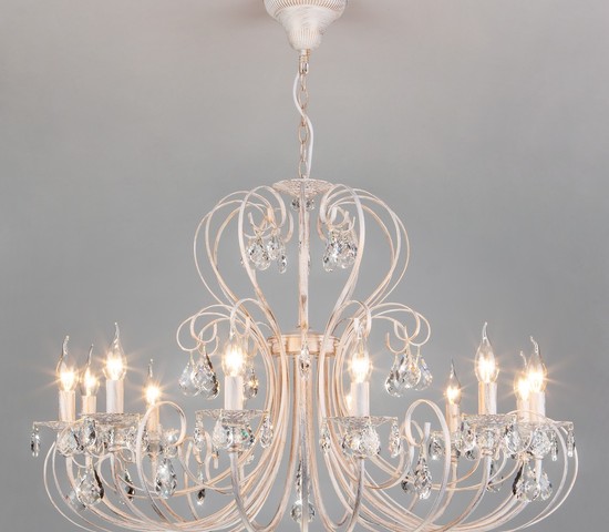 Люстра 3305/12 белый с золотом/прозрачный хрусталь Strotskis