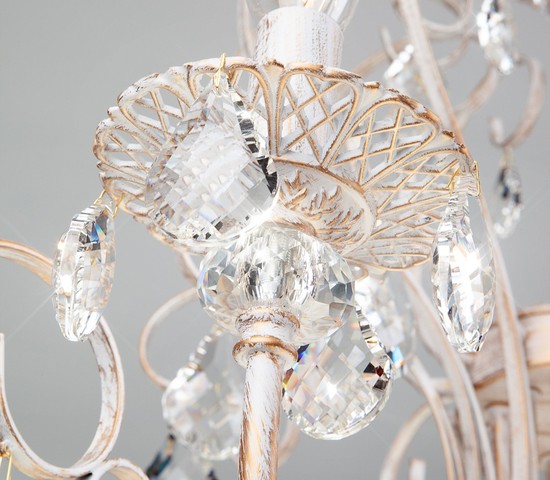 Люстра 3305/12 белый с золотом/прозрачный хрусталь Strotskis