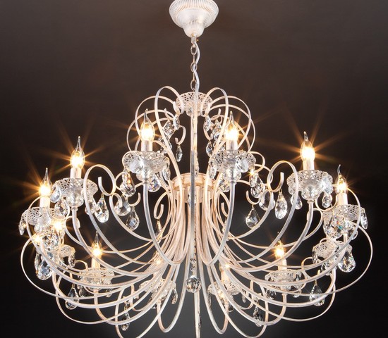 Люстра 3305/12 белый с золотом/прозрачный хрусталь Strotskis