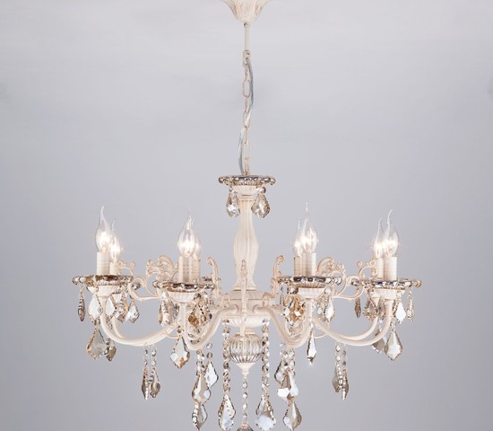 Люстра 3281/8 белый с золотом/тонированный хрусталь Strotskis