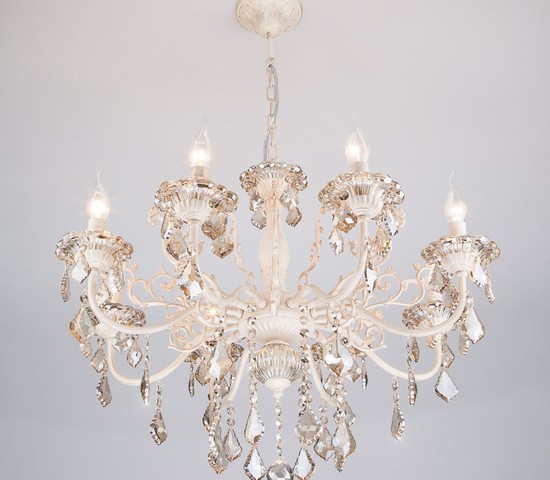 Люстра 3281/8 белый с золотом/тонированный хрусталь Strotskis