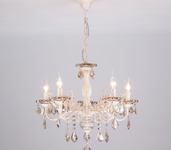 Люстра 3281/5 белый с золотом/тонированный хрусталь Strotskis