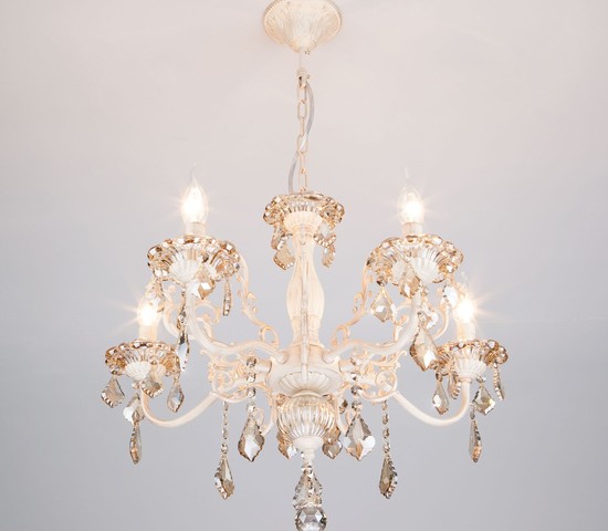 Люстра 3281/5 белый с золотом/тонированный хрусталь Strotskis