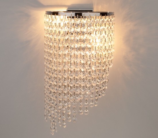 Настенный светильник 3102/2 хром/прозрачный хрусталь Strotskis