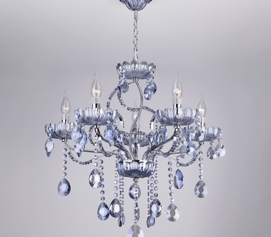 Люстра 3015/5 хром/лазурный хрусталь Strotskis