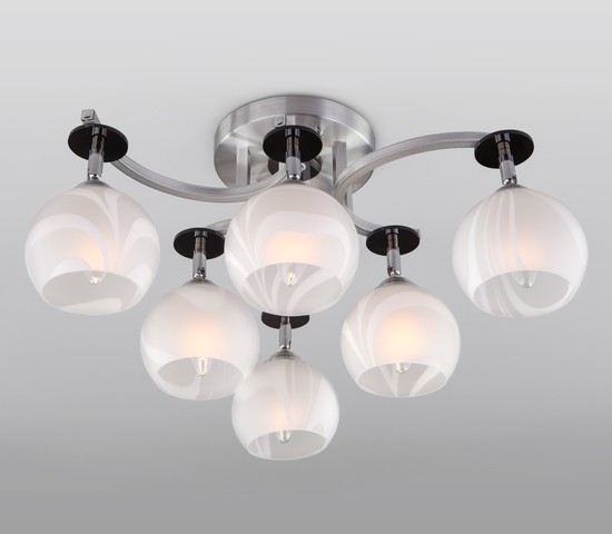 Люстра 9643/6 алюминий/белый