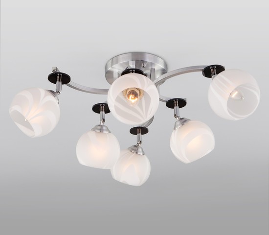 Люстра 9643/6 алюминий/белый