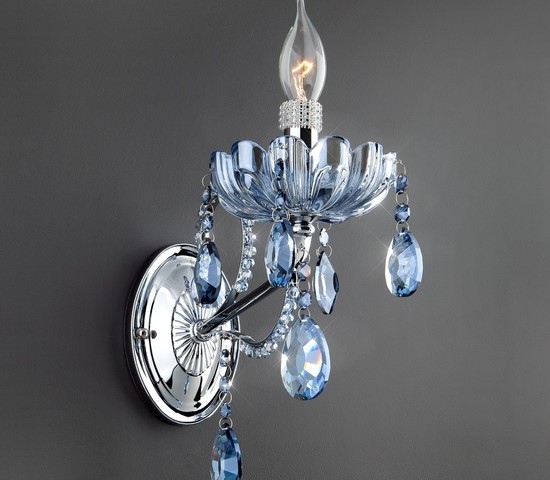 Настенный светильник 3015/1 хром/лазурный хрусталь Strotskis