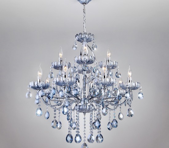 Люстра 3015/12 хром/лазурный хрусталь Strotskis