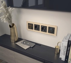 Рамка на 4 поста Elite (айвори, стекло) (W0042443)