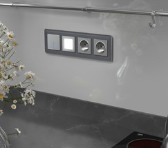 Рамка на 4 поста Elite (графит, стекло) (W0042440)