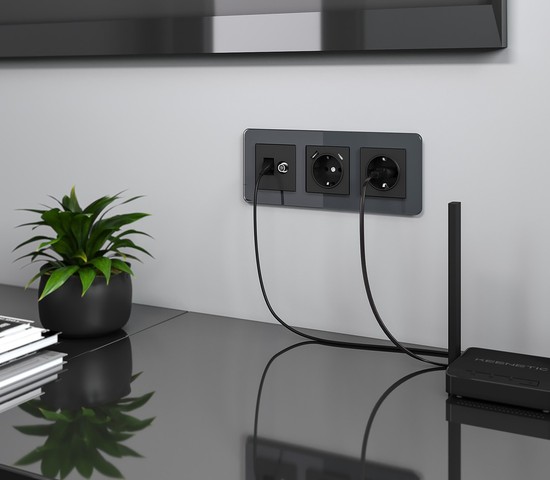 Рамка на 3 поста Elite (графит, стекло) (W0032440)