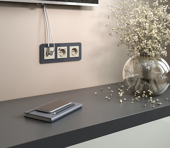 Рамка на 3 поста Elite (графит, стекло) (W0032440)