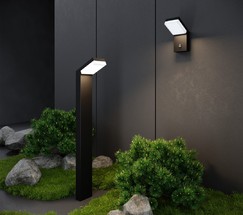 Универсальный уличный светильник 1541 TECHNO LED с датчиком движения Чёрный