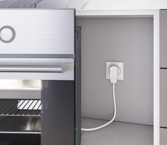 Комплект: розетка с вилкой для электроплиты 32А 250В, коробка в стену (белый) (W1189201)