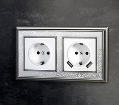 Розетка с заземлением, безвинтовой зажим (белый) (W1171301)