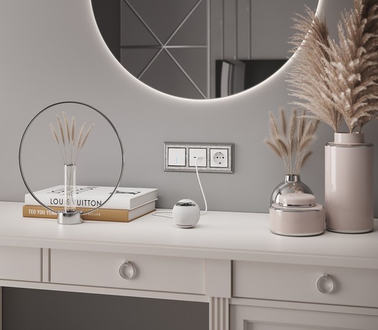 Выключатель одноклавишный проходной с подсветкой (белый) (W1112101)