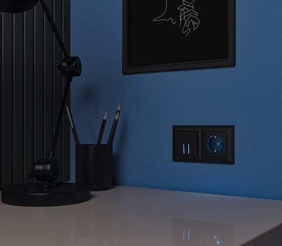 Розетка с подсветкой (черный) (W1171408)