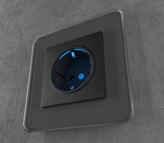 Розетка с подсветкой (черный) (W1171408)