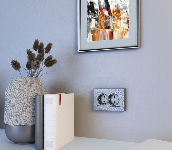 Рамка для двойной розетки Hammer (серебряный) (W0082406)