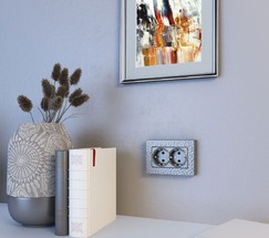 Рамка для двойной розетки Hammer (серебряный) (W0082406)