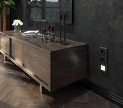 Розетка с заземлением и шторками (черный матовый) (W1171108)