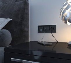 Розетка USB тип A+С (черный матовый) (W1171808)