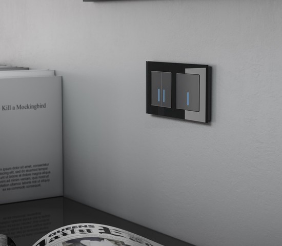 Сенсорный выключатель двухклавишный с функцией Wi-Fi (черный) (W4520608)