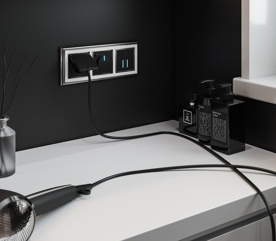 Сенсорный выключатель двухклавишный с функцией Wi-Fi (черный) (W4520608)