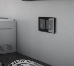 Сенсорный выключатель двухклавишный с функцией Wi-Fi (черный) (W4520608)