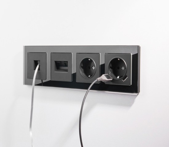 Телефонная розетка RJ-11 (черный матовый) (W1182008)