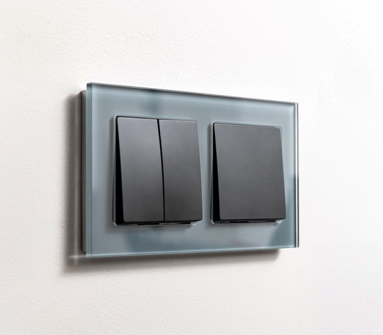 Выключатель двухклавишный проходной (черный матовый) (W1122008)