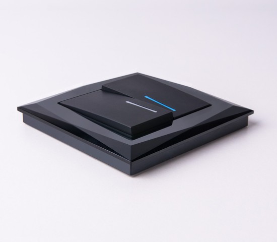 Выключатель двухклавишный с подсветкой (черный матовый) (W1120108)