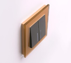 Выключатель двухклавишный с подсветкой (черный матовый) (W1120108)