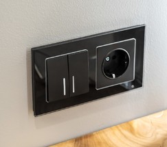 Выключатель двухклавишный с подсветкой (черный матовый) (W1120108)